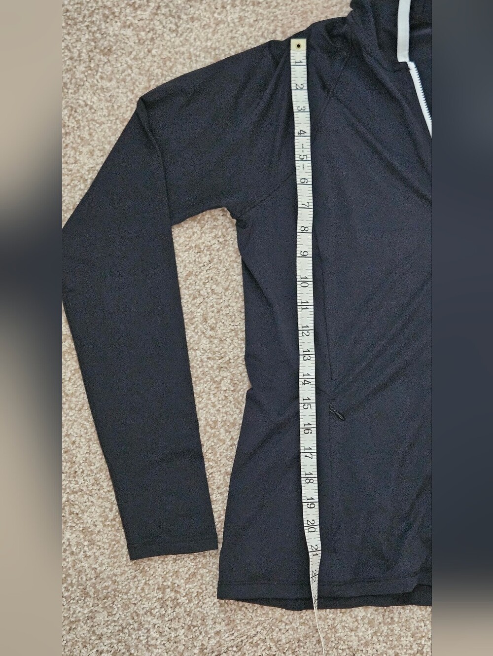 Title Nine Black Zip Hoodie with White Logo Detail - Picture 3 of 6